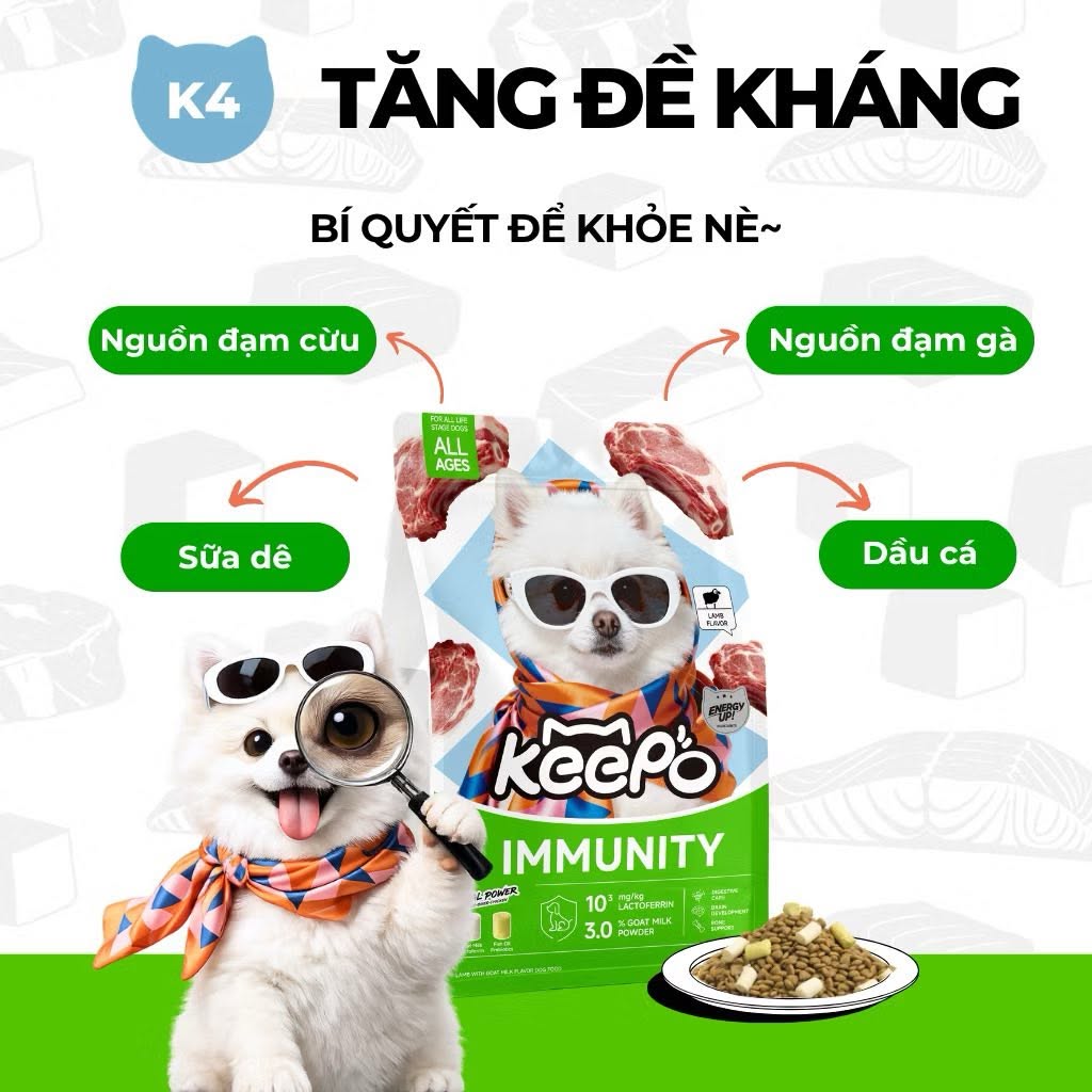 Thức Ăn Cho Chó Mọi Lứa Tuổi Keepo Túi 1Kg – Hạt Cho Chó Mix Thịt Sấy Đông Khô Freeze-Dried