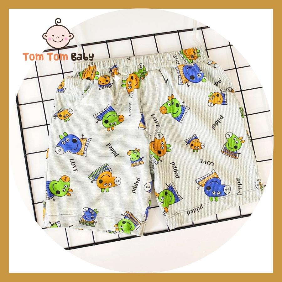 Quần ngắn bé trai túi chéo TomTom Baby, chất vải cotton 4 chiều xịn, form dáng đẹp, thoải mái cho bé - Xám Khủng Long