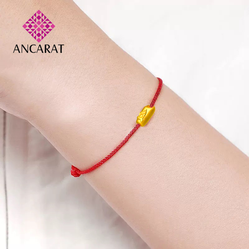 Vòng tay handmade Hạt Gạo Khắc Chữ vàng 24K - ANCARAT