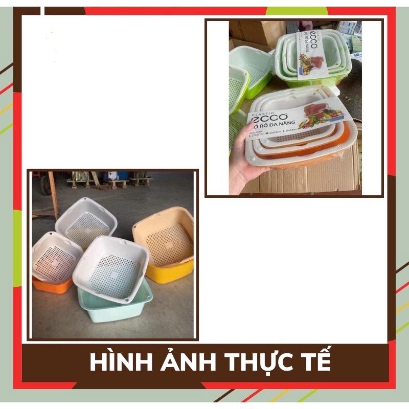 Set 3 thau và rỗ NHỰA rửa rau củ , hoa quả , Trái Cây tiện Lợi