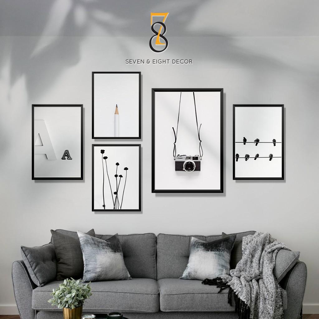 Bộ 05 Tranh Canvas | Cảm Hứng Tối Giản Minimalism 5FLIFE001 | Tranh Căng Khung Cao Cấp | Tặng Kèm Đinh Đa Năng