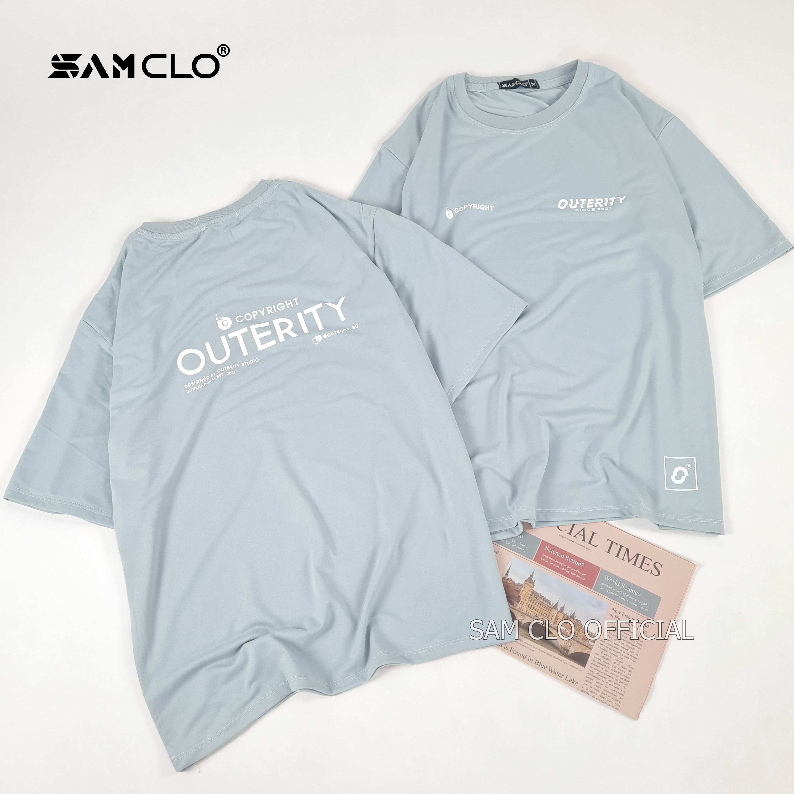 Áo phông nữ tay lỡ SAM CLO phông form rộng dáng Unisex - áo lớp, nhóm, couple in chữ outerity COPYRIGHT