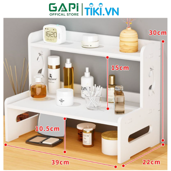 Kệ để mỹ phẩm 2 tầng hoạ tiết xinh xắn nhỏ gọn tiết kiệm diện tích thương hiệu GAPI - IG408