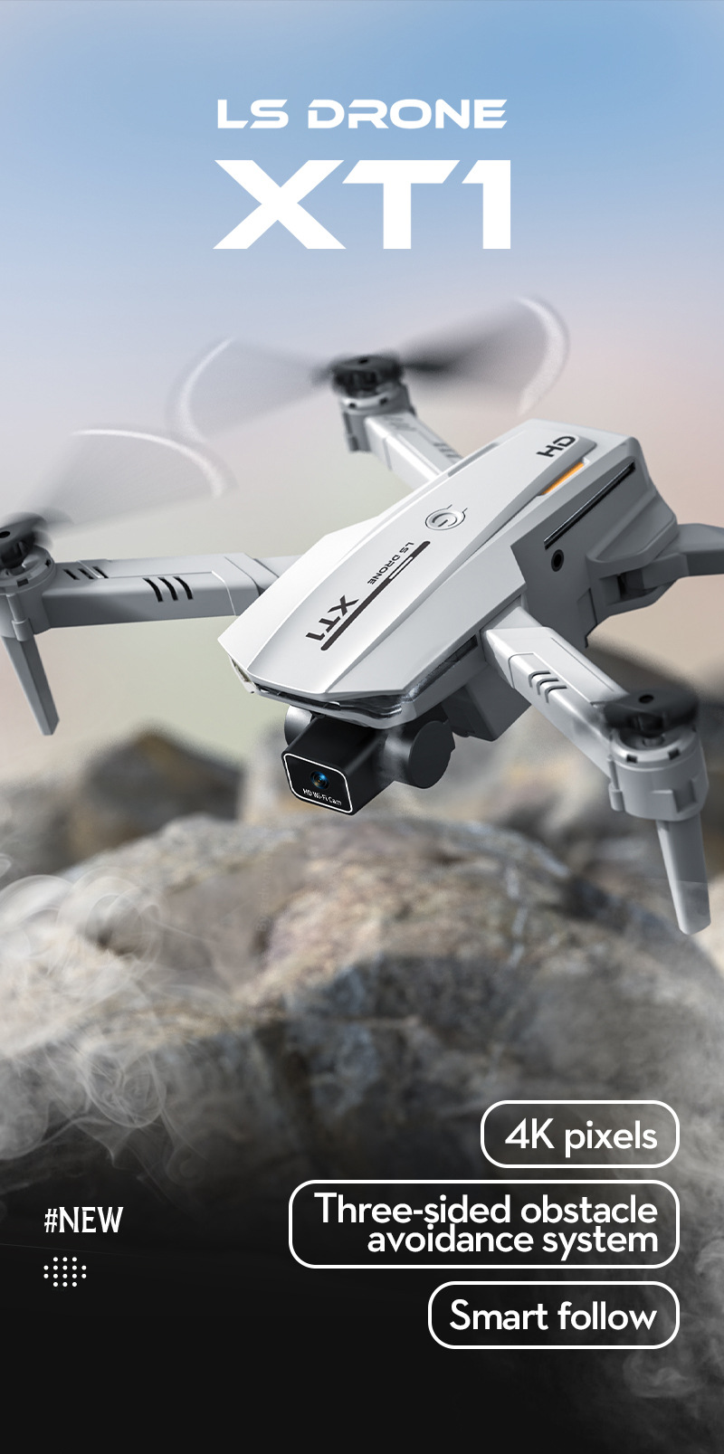 Flycam  camera 4k UHD Drone chiều cao cố định Tự động tránh chướng ngại vật chuyến bay quỹ đạo Drone