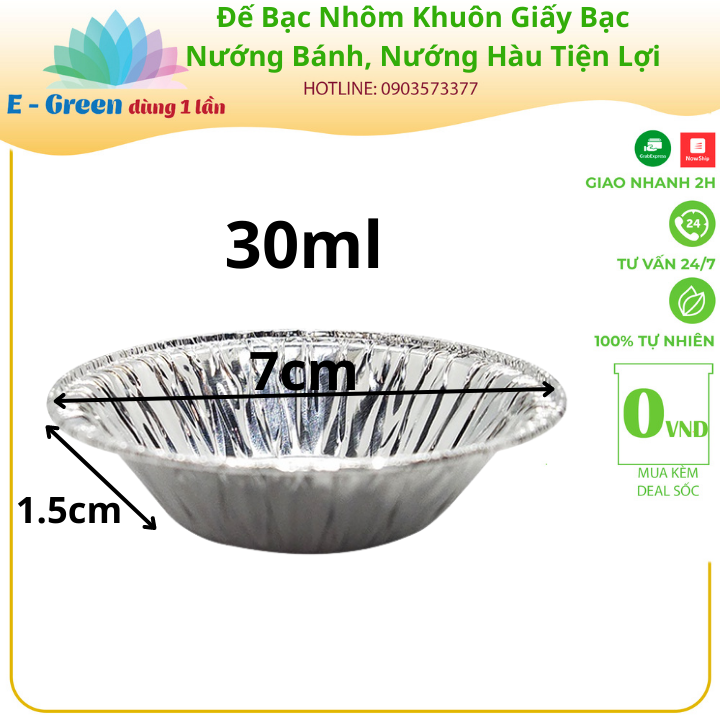 Chén Bạc Nhôm, Khay Giấy Bạc Làm Bánh, Trứng, Bánh Pudding, Nướng Hàu Không Dính Tiên Lợi, Giá Rẻ - E Green Dùng 1 Lần