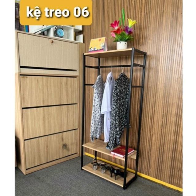 KỆ TREO ĐỒ KÈM KỆ LỬNG ĐƠN GIẢN, KỆ TREO ĐỒ LẮP RÁP KIÊN CỐ