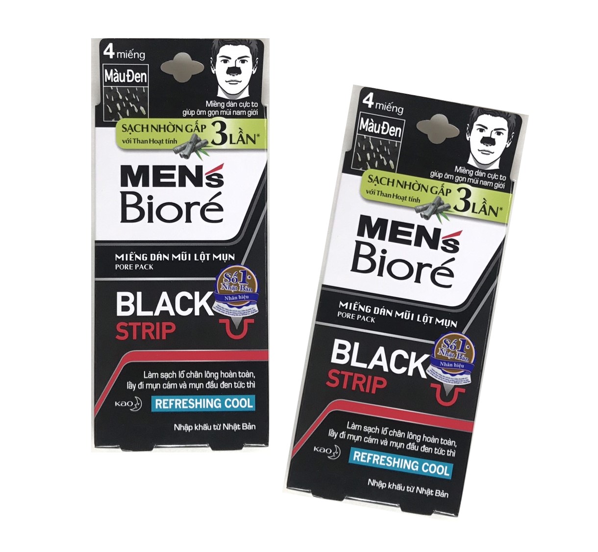 Combo 5 Hộp Miếng Dán Mũi Lột Mụn Than Hoạt Tính Men's Biore Pore Pack Black Strip (1 hộp/4 miếng x 5)