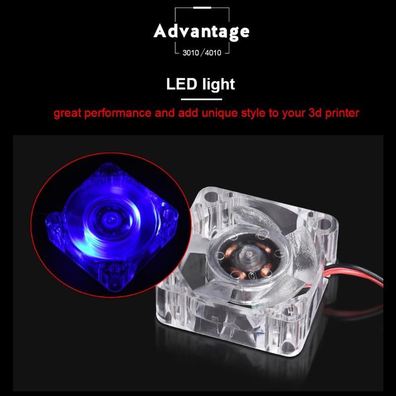Quạt tản nhiệt có đèn led phát sáng không gây tiếng ồn 2510 3010 4010 12v 24v dành cho máy in 3d