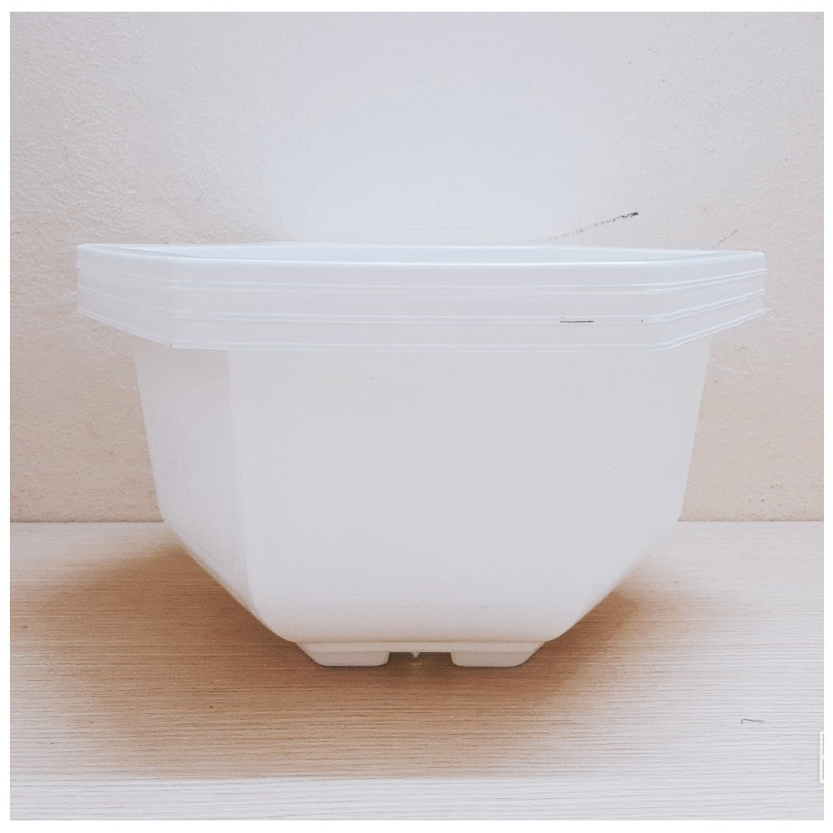3 Chậu Nhựa Lục Giác Trồng Hoa, Cây Cảnh Bonsai 280x180 - Màu Trắng