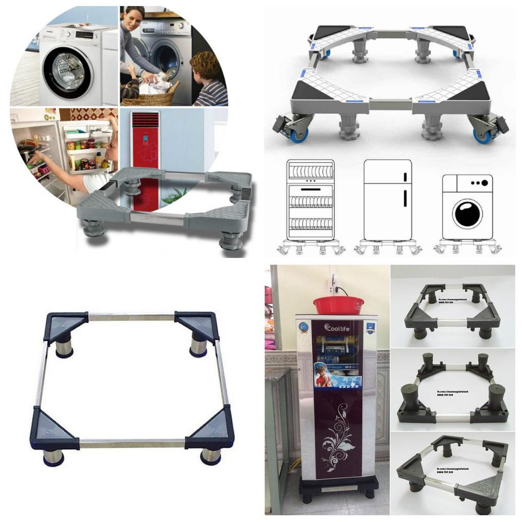Kệ Máy Giặt - Chân Kê Tủ Lạnh Máy Giặt Đa Năng Chống Rung, Điều Chỉnh Được Kích Thước Cho Máy Giặt Cửa Ngang, Cửa Trên
