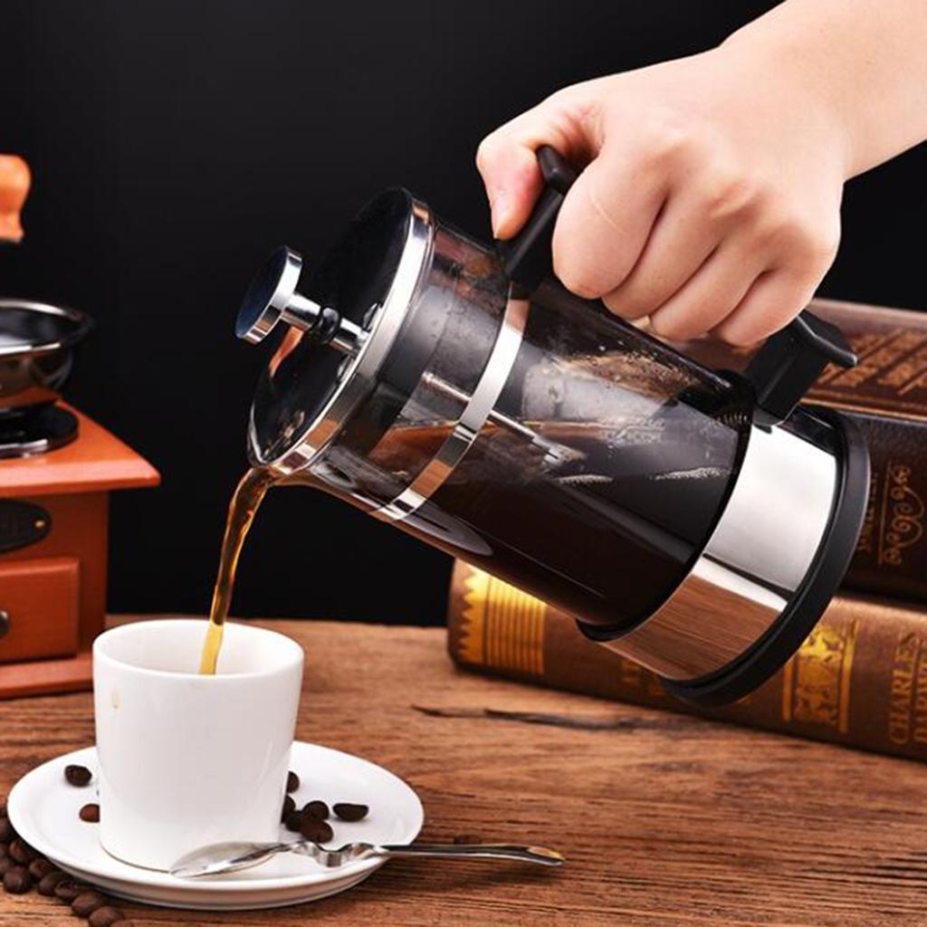 Household Stainless Steel French Press Tea Coffee Maker Carafe 350ml 1-2Cup