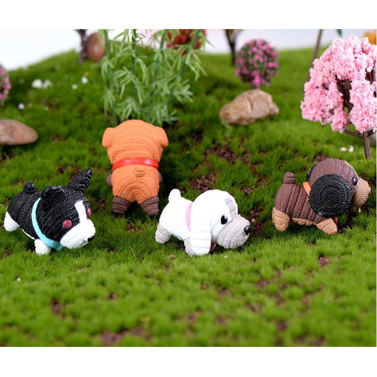 Bộ combo mô hình 04 chó con cực xinh cho các bạn trang trí tiểu cảnh, bonsai
