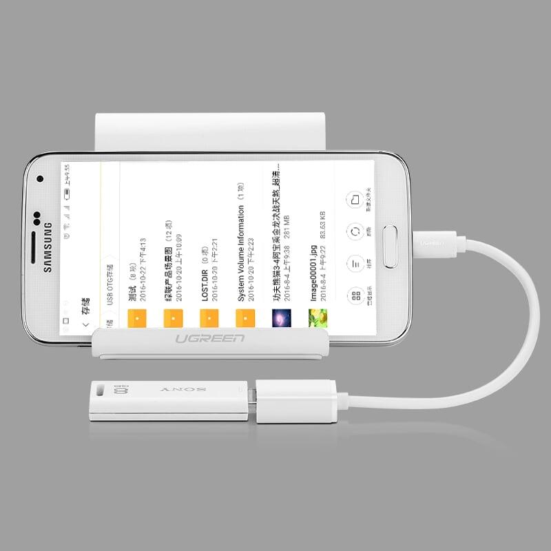 Ugreen UG10822US133TK 12CM màu Trắng Cáp chuyển đổi MICRO USB sang USB âm hỗ trợ OTG - HÀNG CHÍNH HÃNG