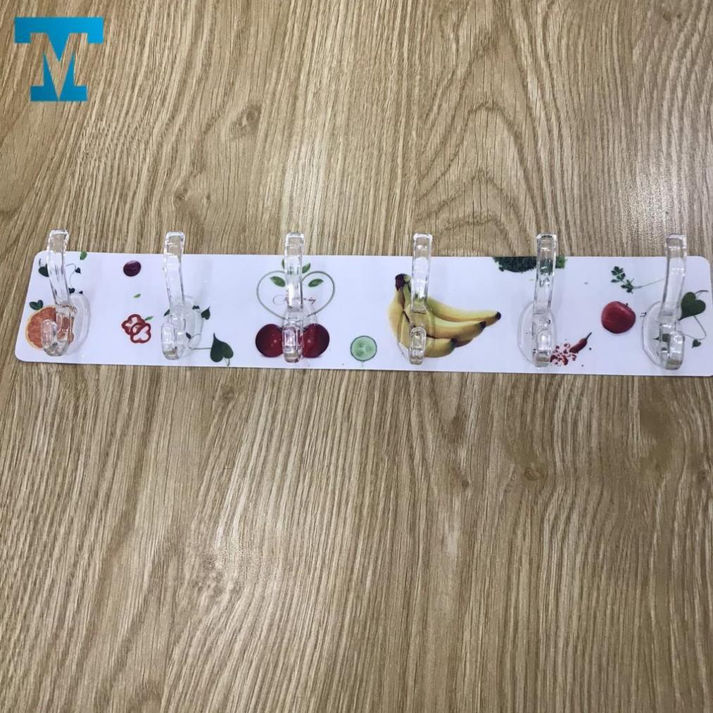 Thanh Treo Đồ Dán Tường 6 Móc Liền Mạch 3D-Trong Suốt Siêu Dính -Siêu Chịu Lực-Rất Tiện Ích- Phù Hợp Mọi Không Gian