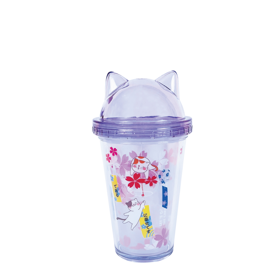 Ly Nhựa Clever Cup Happy Cat Tím CLEVERHIPPO PCUP07/PURPLE