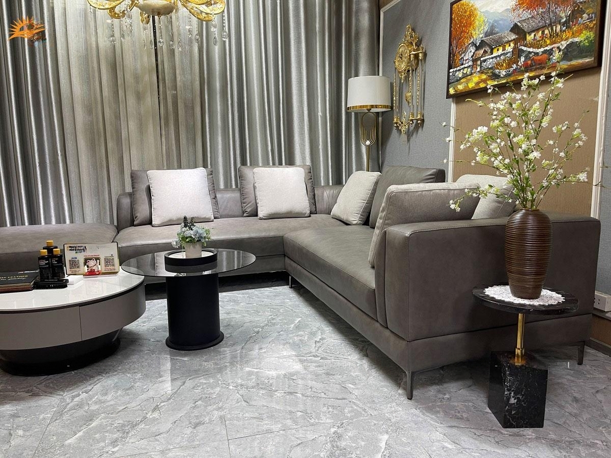 Sofa da bò thật 100% Juno sofa SFCT23 3m x 2m6 hàng cao cấp chuẩn da bò nhập khẩu Ý
