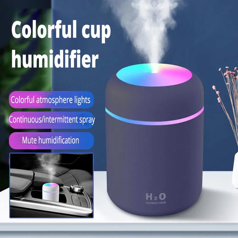 300Ml USB Mini Máy Tạo Độ Ẩm Không Khí Thơm Xe Máy Khuếch Tán Tinh Dầu Siêu Âm Phun Sương Tạo Led Đèn Ngủ Không Khí Tươi Hơn Cho xe Ô Tô Ngôi Nhà