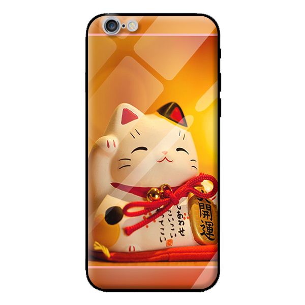 Ốp kính cường lực cho iPhone 6 Plus mẫu mèo may mắn 1 - Hàng chính hãng