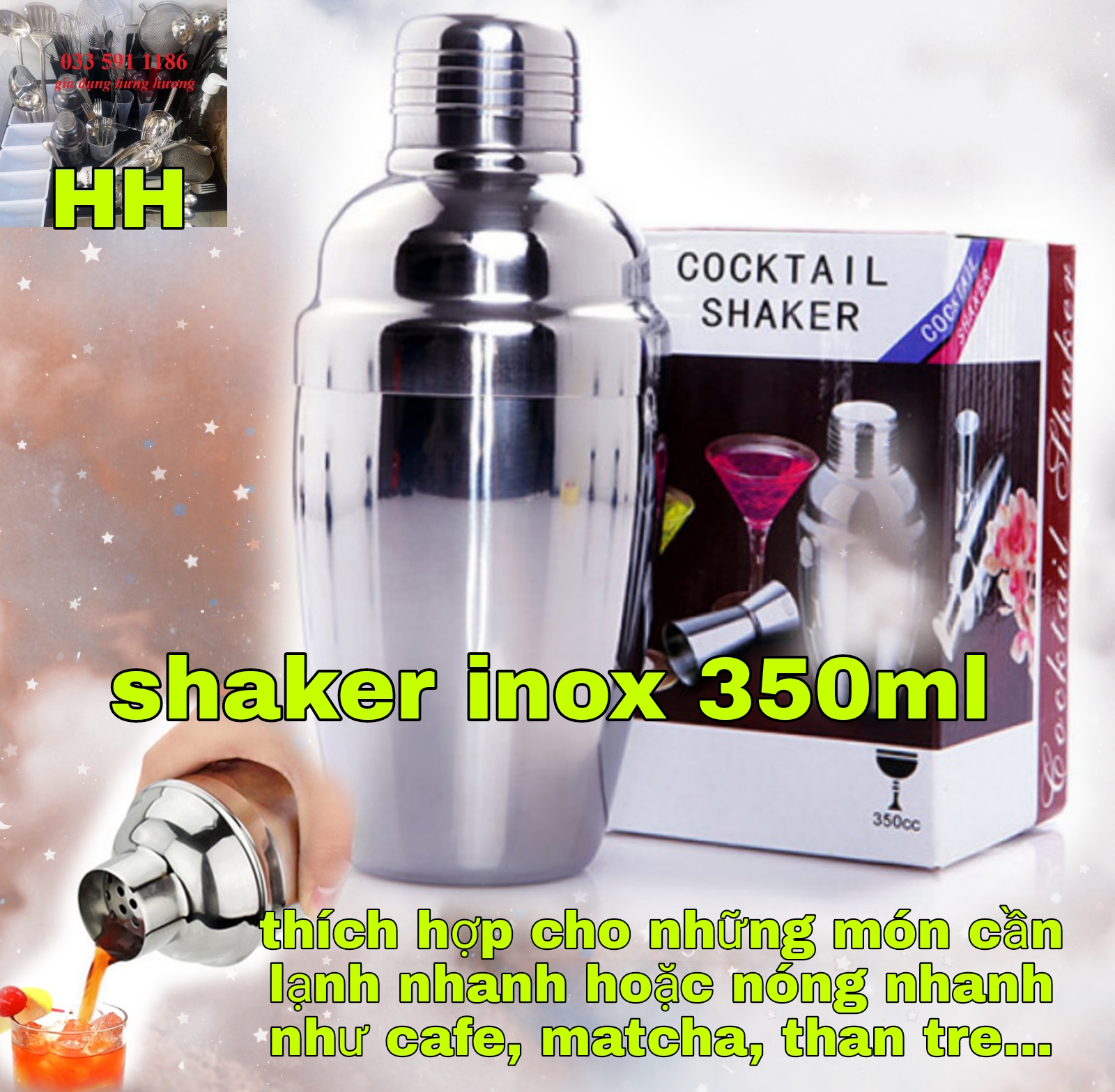 Bình shaker inox - bình lắc inox - bình shake inox pha chế cocktail trà sữa đủ các cỡ 350ml-550ml-750ml đẹp