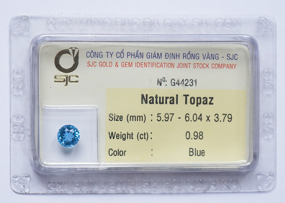 Mặt Đá Quý Topaz Mài Giác Tròn Tự Nhiên Kiểm Định - 44231