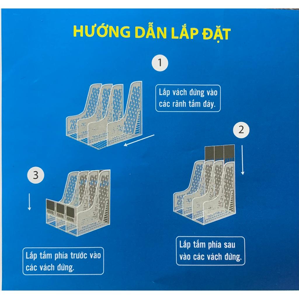 Kệ nhựa  loại 3 ngăn màu xanh dùng để tài liệu văn phòng