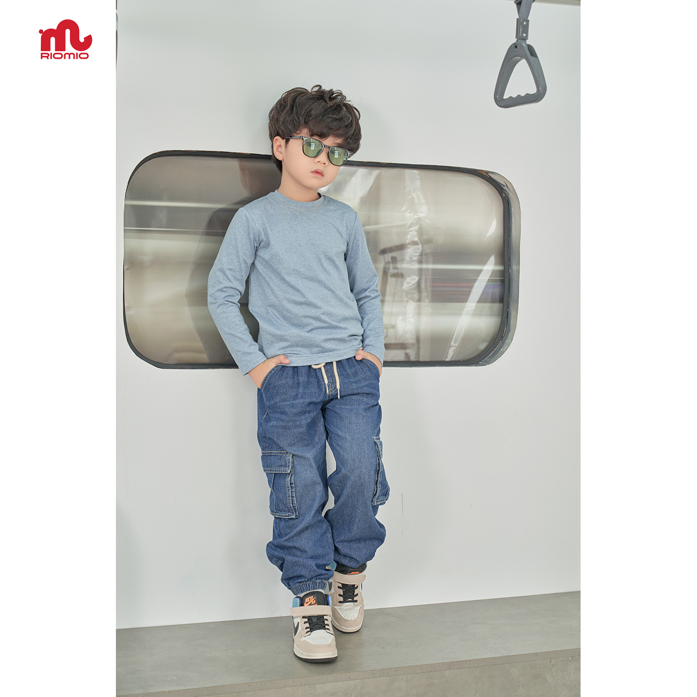 Quần bò bé trai jeans dài cho bé 5-12 tuổi Riomio bo gấu túi hộp phong cách sành điệu co giãn cho bé đi chơi QT- RM325