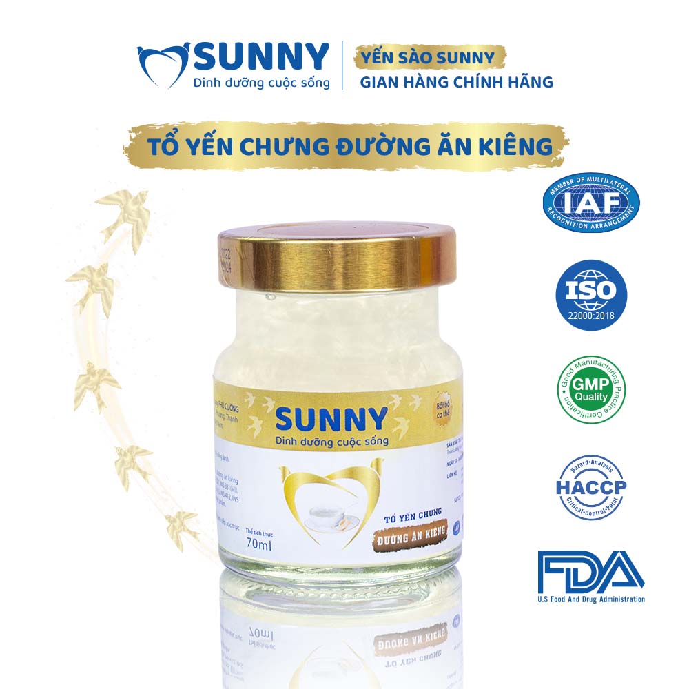 Yến sào ăn kiêng - Yến Sào Khánh Hòa chưng sẳn - 25% Yến thô - 70ml/hũ - Yến sào SUNNY