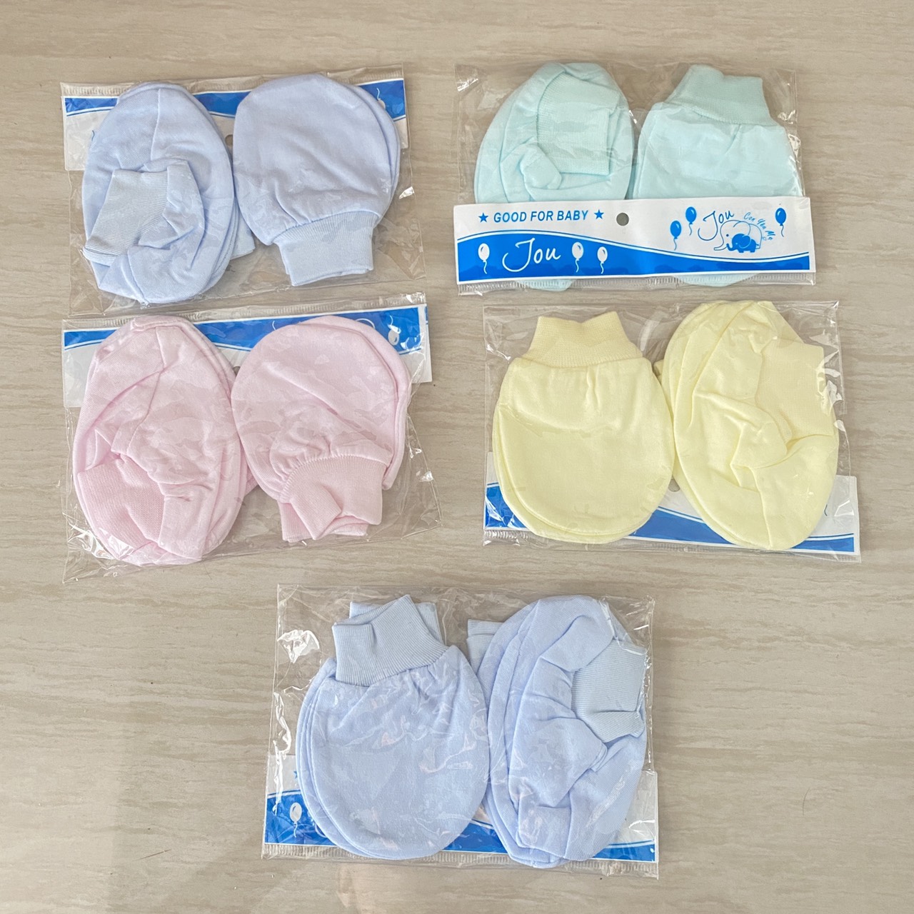 Combo 5 đôi bao tay, bao chân Bo Màu JOU- Chất vải 100% cotton mềm, mịn, thoáng mát