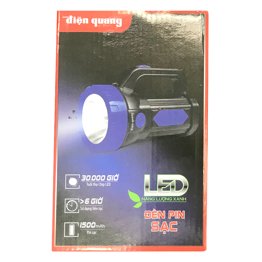 Đèn Pin LED Điện Quang ĐQ PFL09 R BLB (Pin sạc) - Đen Xanh