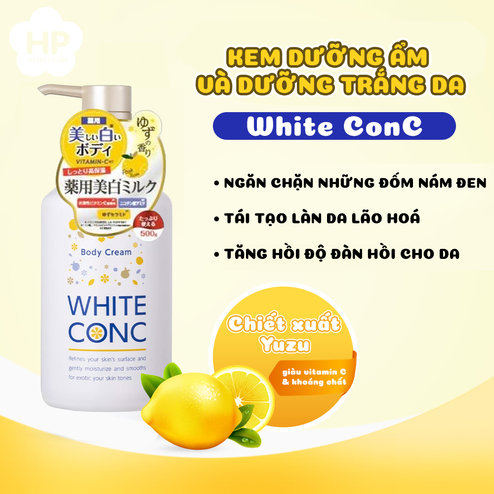 Kem Dưỡng Ẩm Và Dưỡng Trắng Da White Conc Body Cream (500G)
