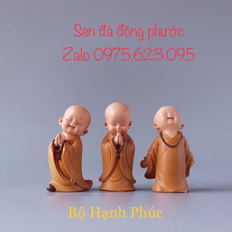 (HCM)-Bộ 3 Tượng Hạnh Phúc 15 cm - Phụ kiện tiểu cảnh trồng sen đá, xương rồng, cây phong thuỷ