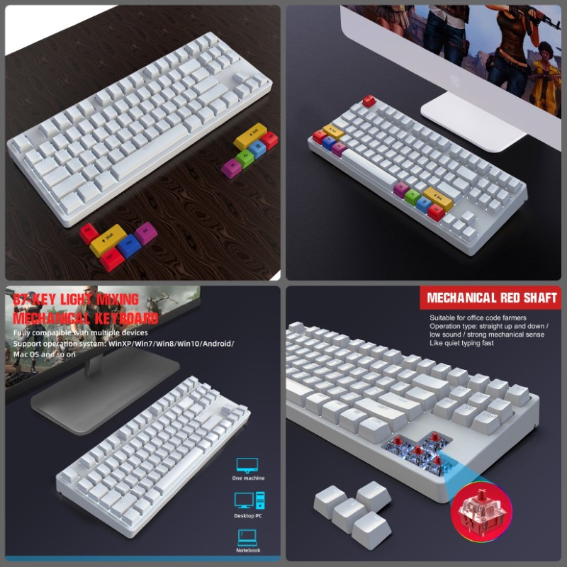 Bàn phím cơ HXSJ L600 Gaming White Chống ồn - Hàng nhập khẩu