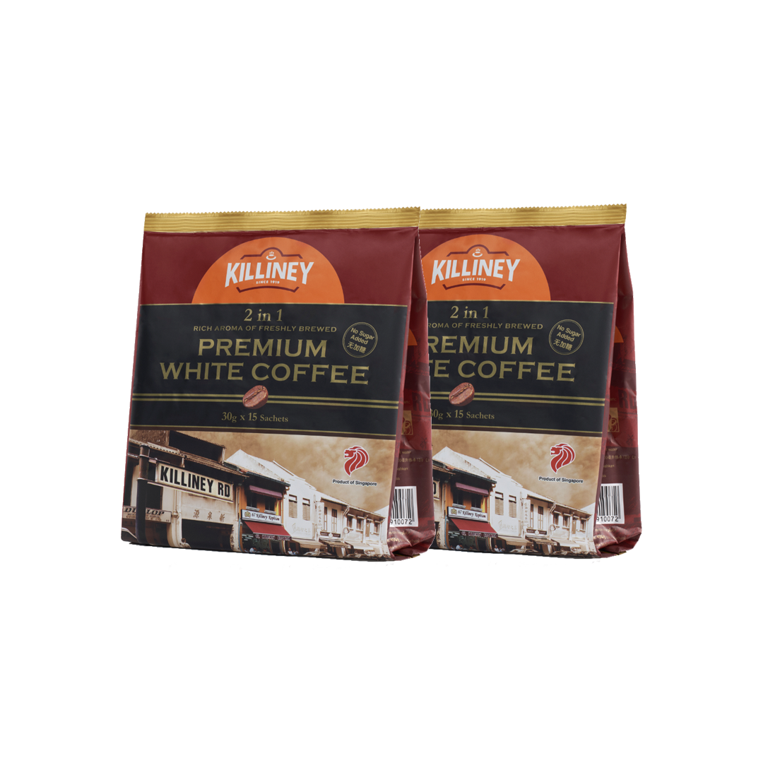 Combo 2 Túi Cà Phê Rang Xay Nguyên Chất Cao Cấp Killiney 2-In-1 Premium White Coffee - (2 Túi X 15 Gói)