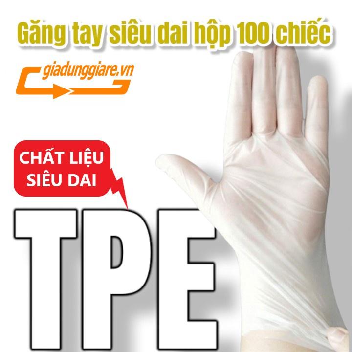 ( Hộp 100 cái ) Găng tay VictoriaBay găng tay cao su làm bếp vệ sinh siêu dai chất liệu TPE không mùi (Đủ SIZE : L-M-S)