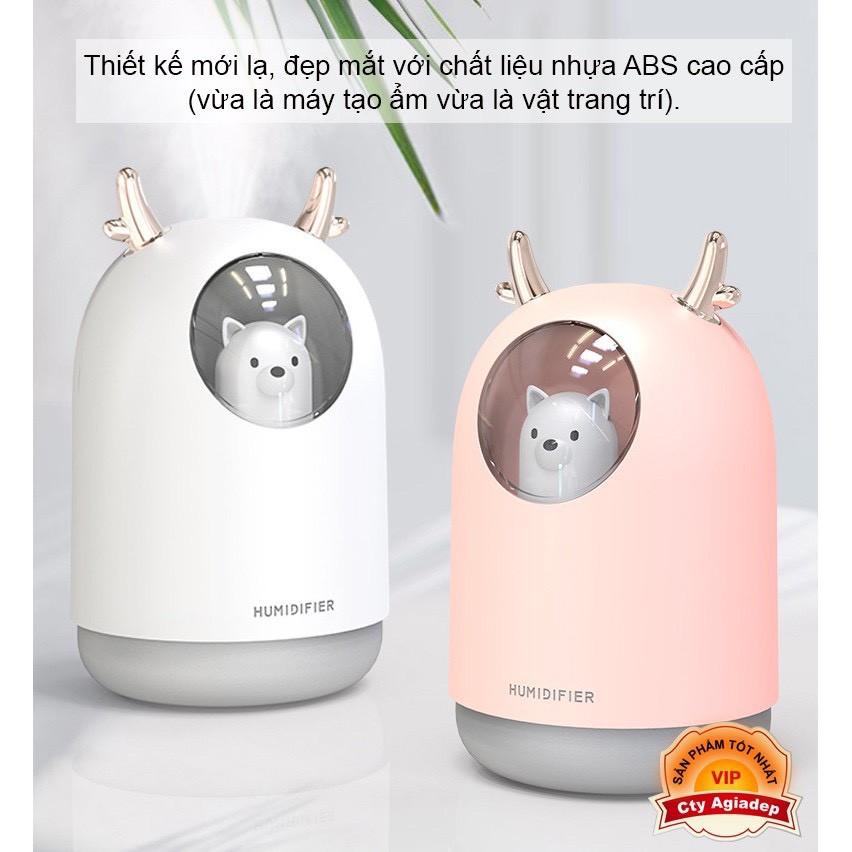 Máy Xông Tinh Dầu Mini Hình Gấu HUMIDIFIER Dễ Thương, Tự Động Ngắt Khi Hết Nước.