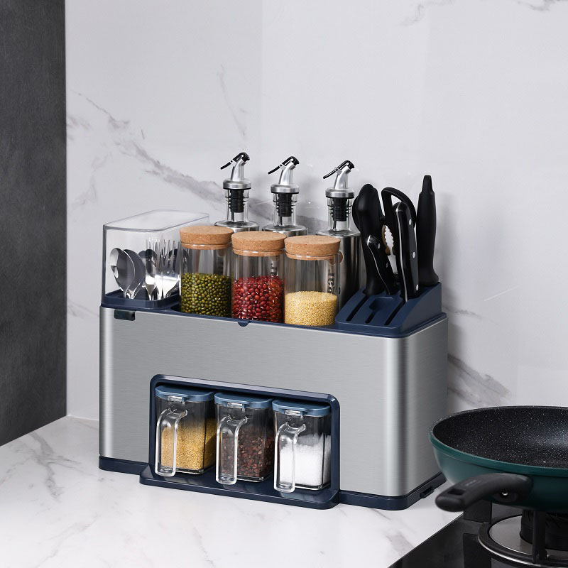 Kệ để gia vị GEV-H02 có khay cắm dao,đũa bằng inox 304 thiết kế hiện đại theo phong cách Châu Âu