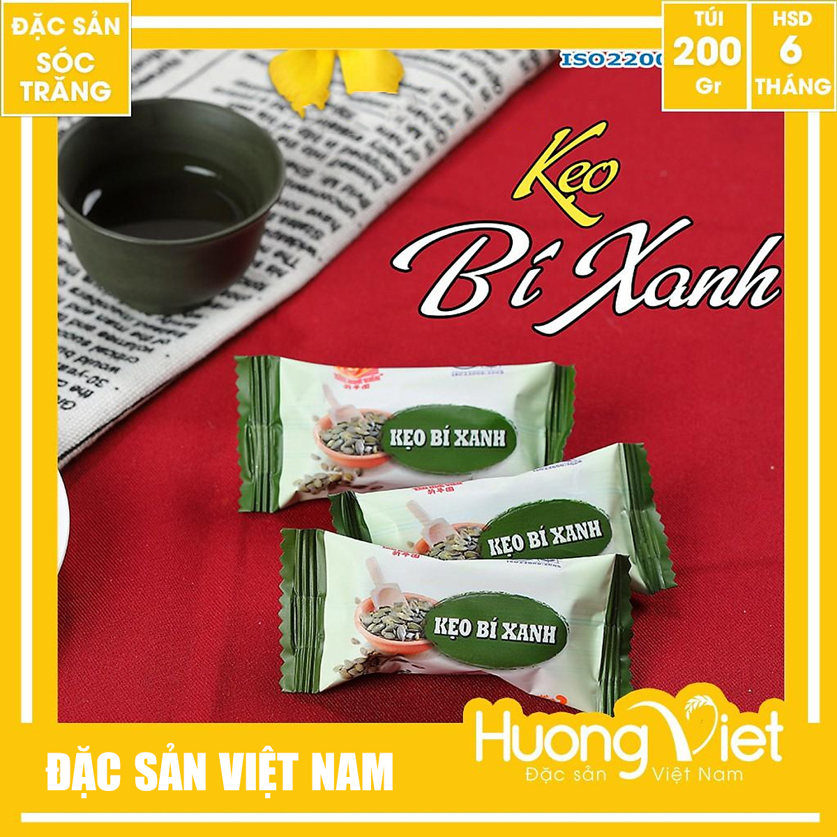 Kẹo bí xanh Tân Huê Viên thơm ngon ngọt thanh 200g