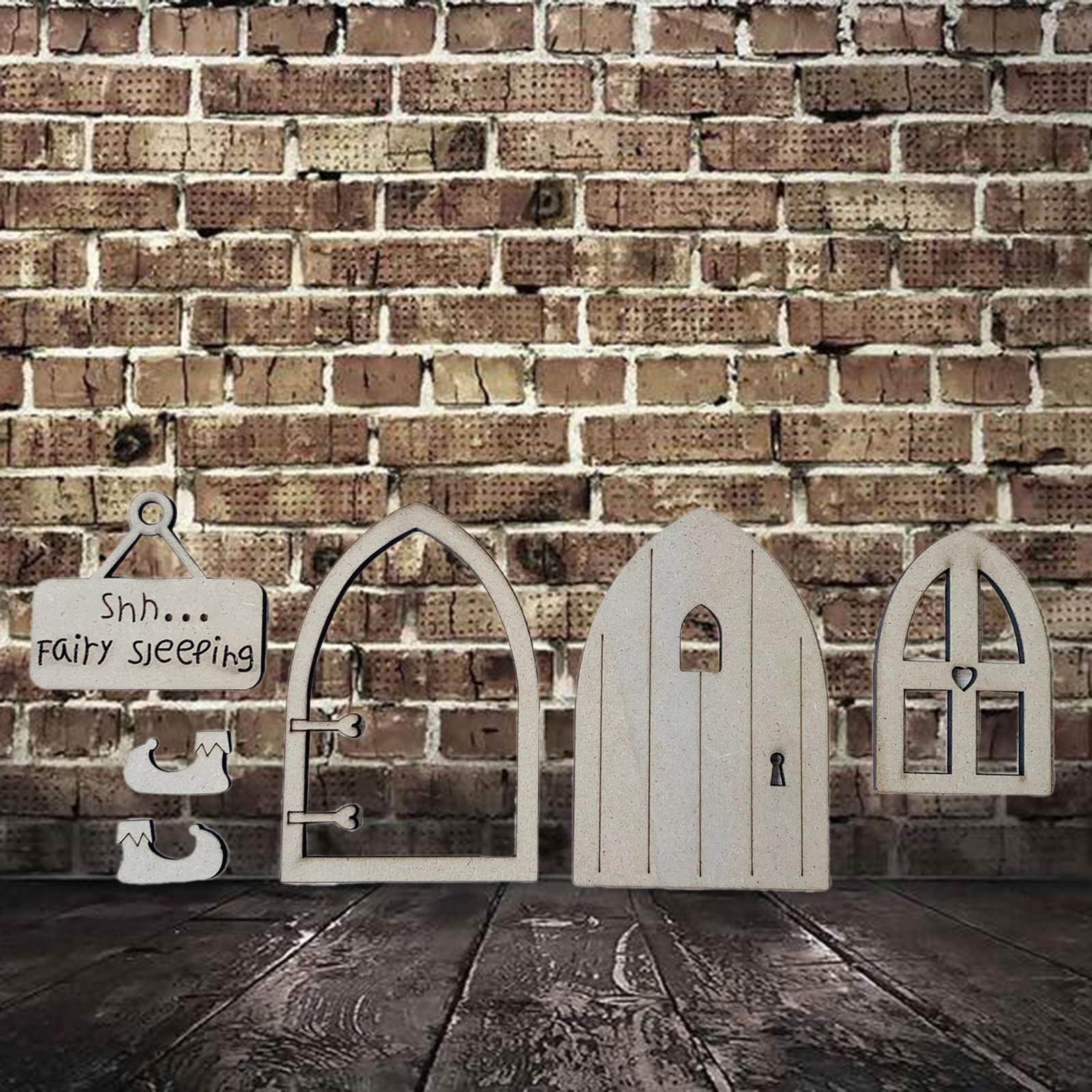 Wooden Miniature Fairy Gnome Window Home Door for Fairy Garden Accessories