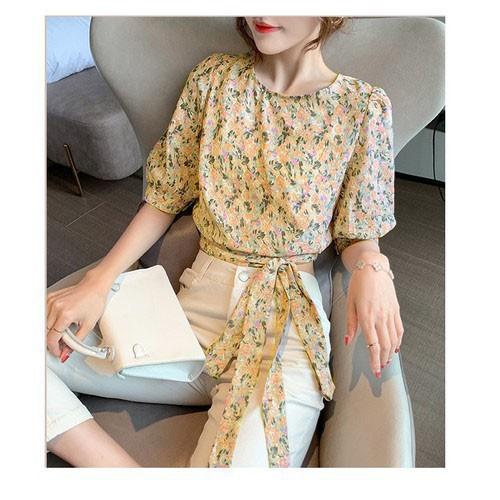 ÁO HOA CROPTOP THẮT NƠ XINH XẮN_CÓ 2 MÀU
