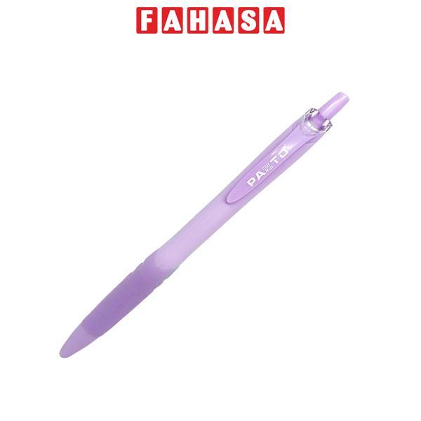 Bút Gel Bấm 0.6 mm Màu Pastel Pazto - Flexoffice FO-GELB039 - Thân Bút Tím - Mực Xanh