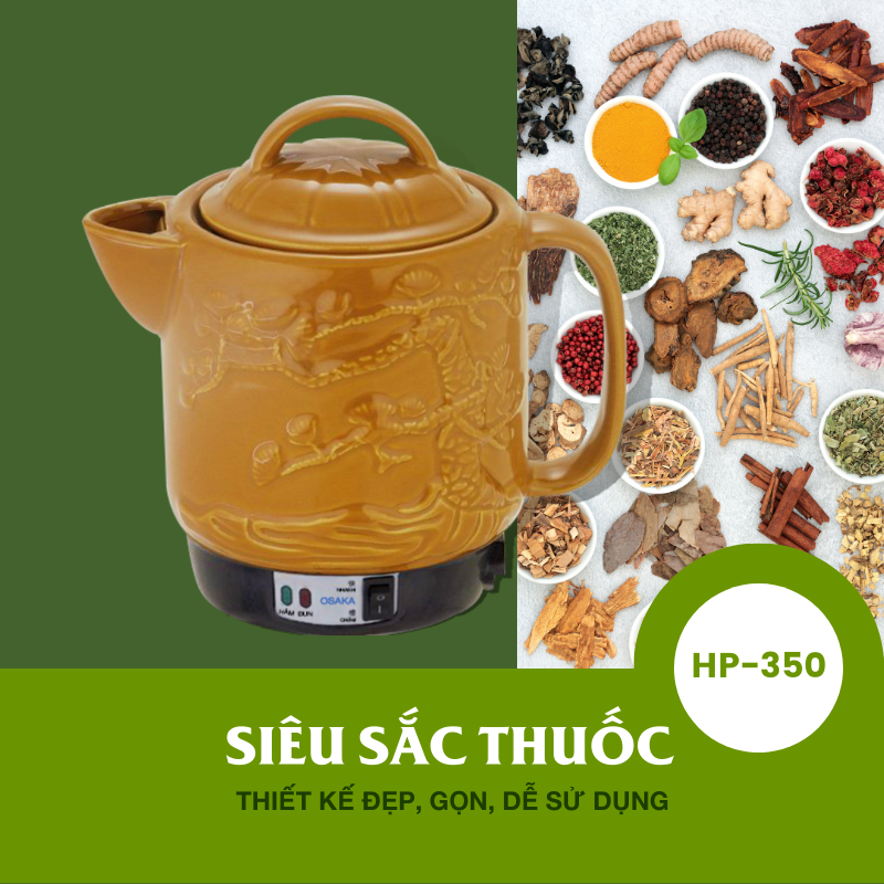 SIÊU SẮC THUỐC OSAKA HP350 VUÔNG - DUNG TÍCH 3.5 LÍT - SẮC CÁC LOẠI THẢO DƯỢC - Hàng Chính Hãng