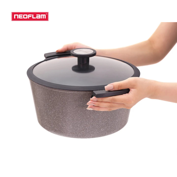 [Hàng chính hãng] Bộ 3 nồi chảo chống dính bếp từ Neoflam Reverse,1 nồi sâu 28cm, 1 chảo sâu lòng 30cm,1 chảo cạn 28cm, trang gốm chống dính ngoài màu ghi đá Không có đánh giá