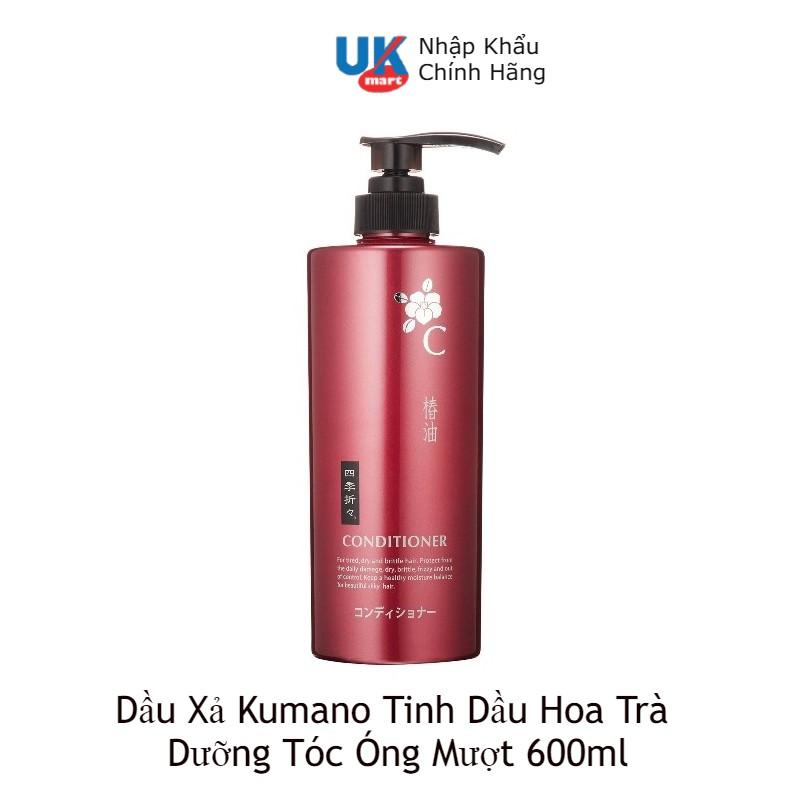 Dầu Xả Kumano Tinh Dầu Hoa Trà Dưỡng Tóc Óng Mượt 600ml giúp tóc mềm mượt, bóng khỏe, giảm chẻ ngọn, rụng tóc, phục hồi tóc hư tổn do uốn nhuộm, bảo vệ tóc khỏi tác hại của tia cực tím