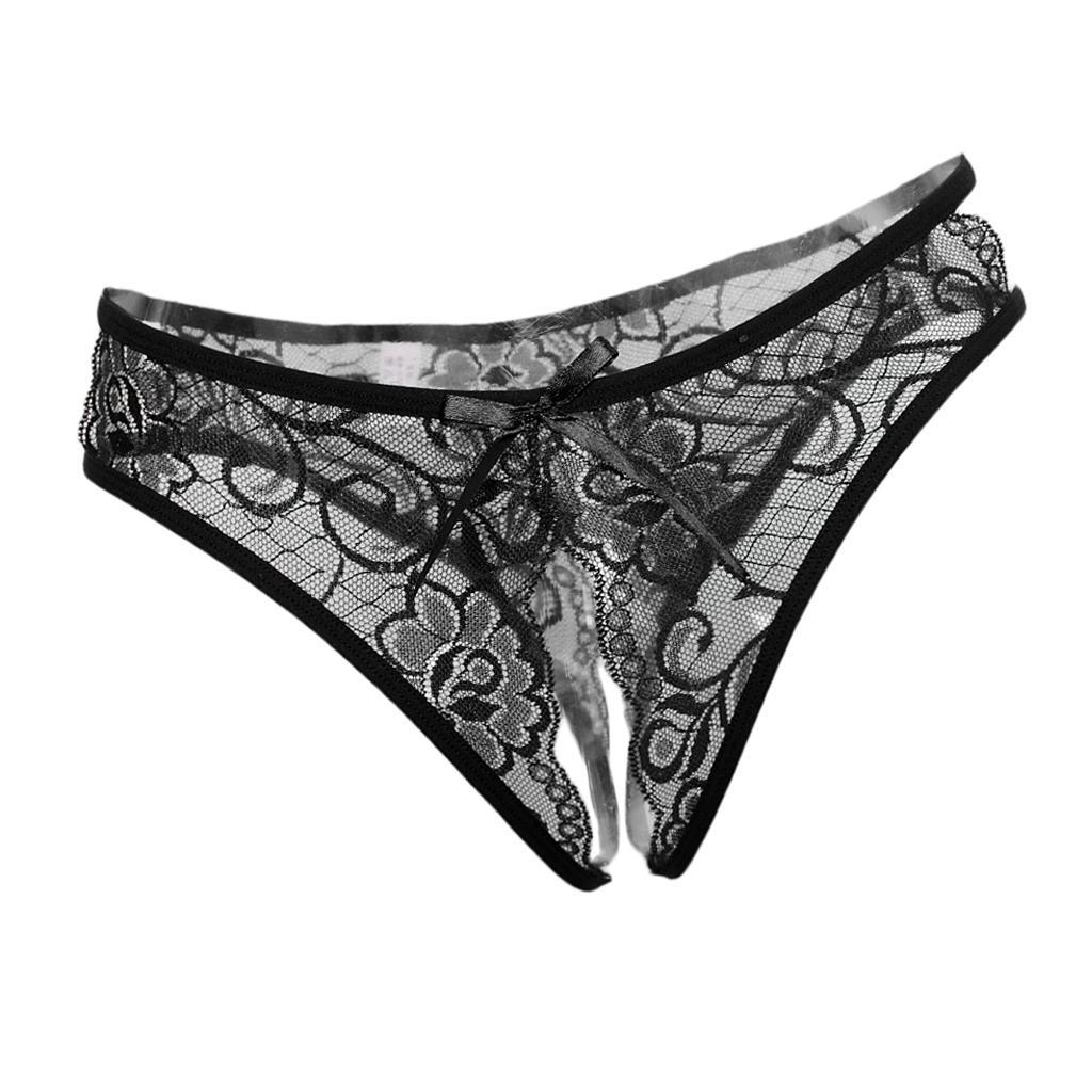 2 Pack Womens Sexy Floral Lace Thong Underwear Crotchless Panties Lingerie