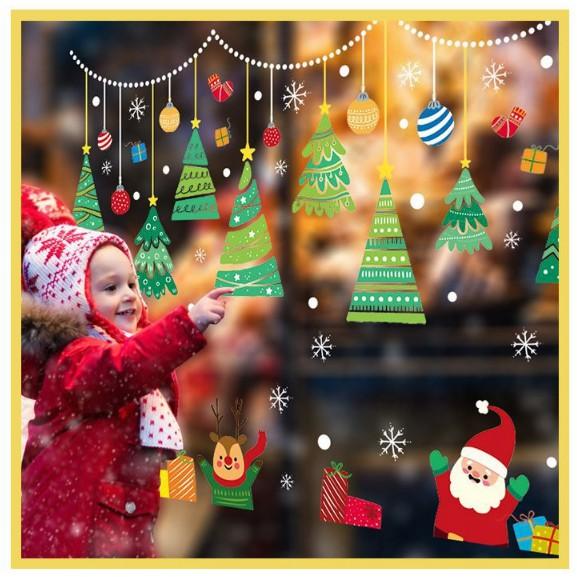 Decal trang trí Noel - Rèm Dây Cấy Thông Xanh