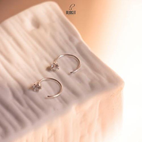 Bông tai Bling It khoen đính đá bạc BIBT483
