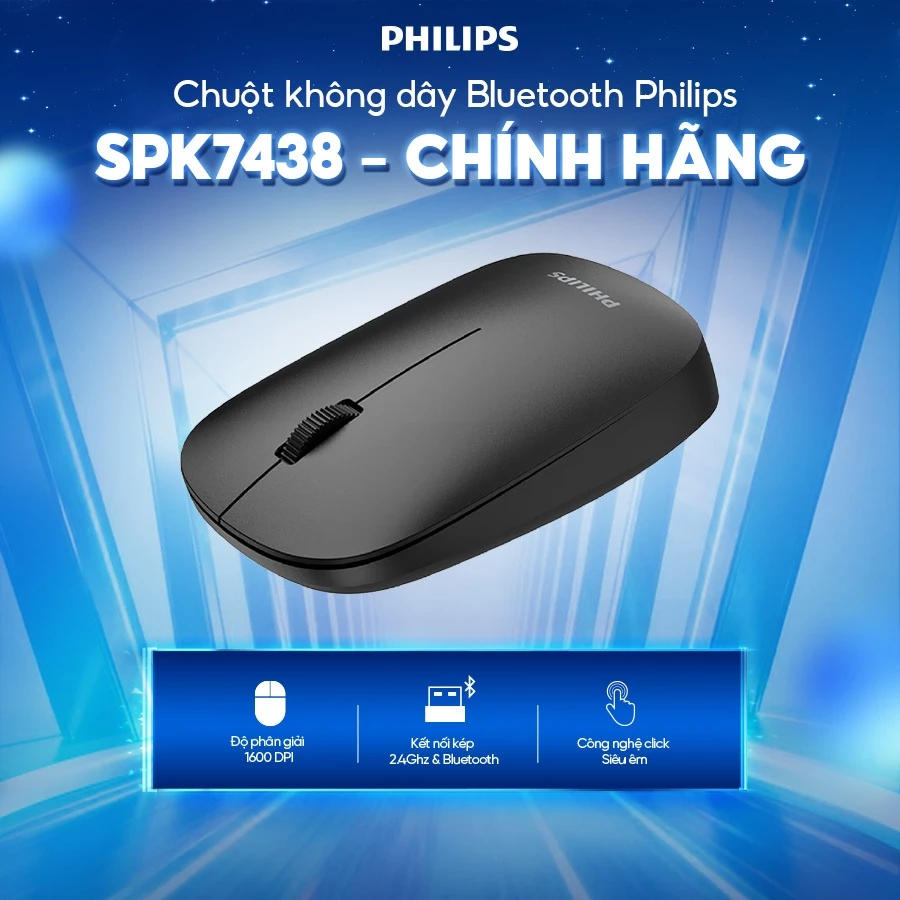 Chuột không dây Bluetooth Philips SPK7438 - Hàng Chính Hãng