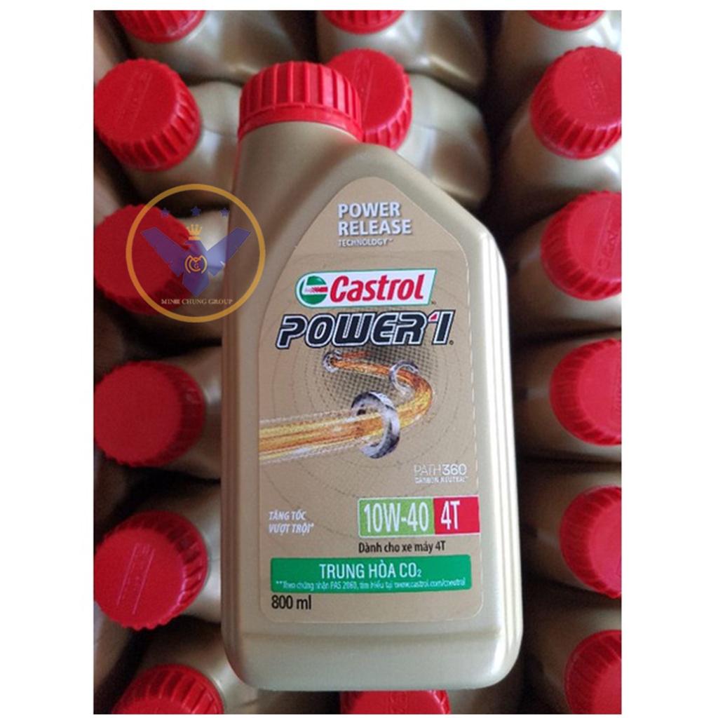 COMBO 2 chai Dầu nhớt xe số cao cấp tổng hợp Castrol Power 1 4T 10W-40 lon 800ml