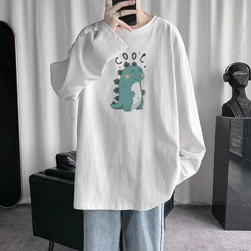 Áo unisex tay dài size lớn M-8XL in hình khủng long thời trang mới mùa thu phong cách Hàn Quốc
