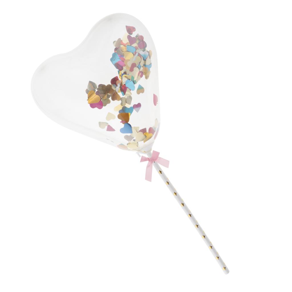 6x Heart Balloon Birthday Cake Topper Girl Baby Shower Cupcake Food Picks